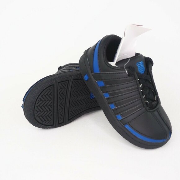 K-Swiss Ramli Low Classic Toddler Shoes Black Blue Leather Sports Sz 6.5 - Picture 11 of 12